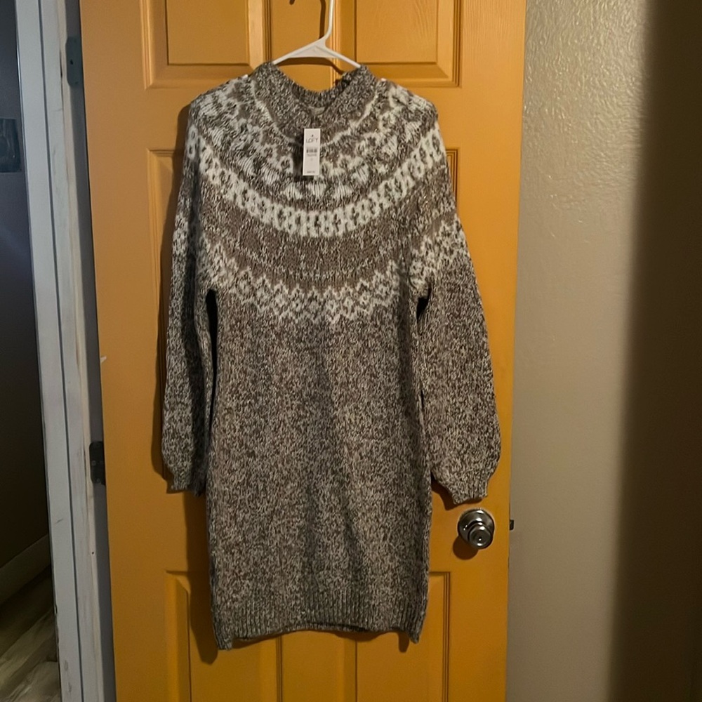 MEDIUM LOFT FAIR ISLE LONG SLEEVE SWEATER DRESS NWT
